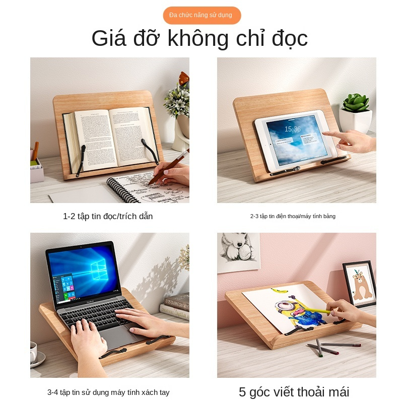 Kệ đọc sách học sinh tạo tác đa chức năng bằng tre hộp đựng tụng kinh giá đỡ