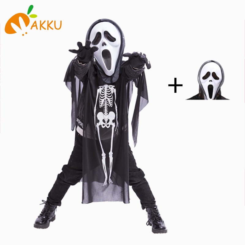 Trang phục halloween + mặt nạ hình bộ xương thời trang dự tiệc cho trẻ em AKKU