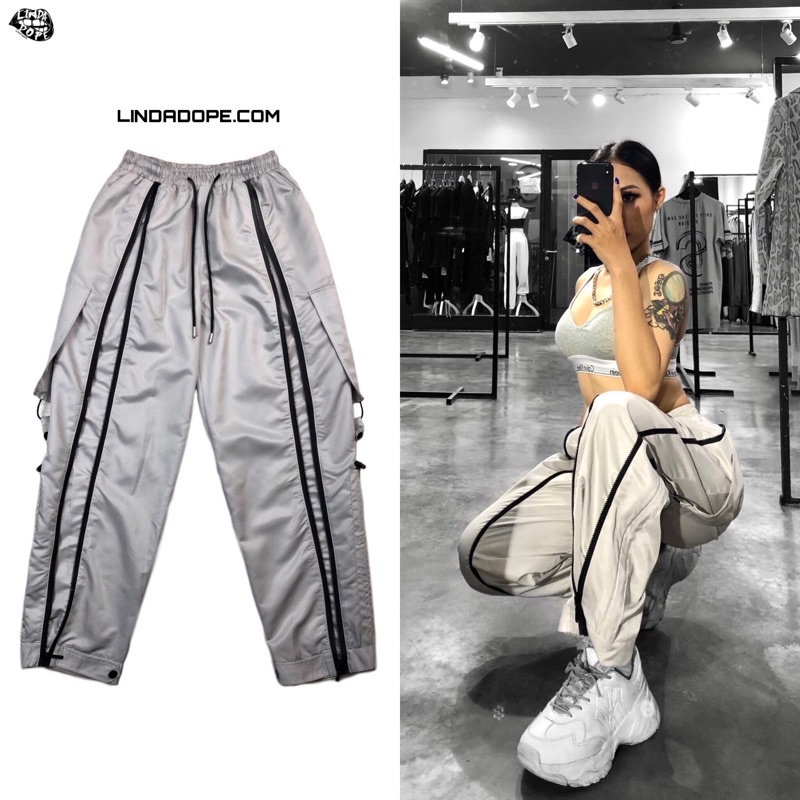 Quần Dây Kéo Jogger Xám