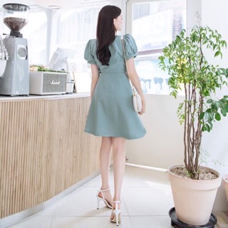 Đầm váy freesize mint xoè thắt eo