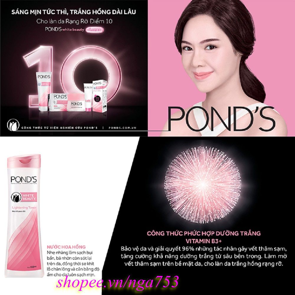 Nước hoa hồng dưỡng trắng da Ponds White Beauty Lightening Toner 150ml 100% chính hãng, shop 99k cung cấp và bảo trợ