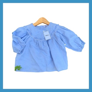 Áo kiểu tay phồng vải linen cho bé gái từ 10-18kg
