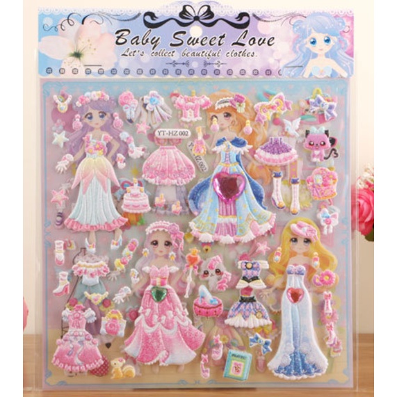 Sticker nổi Baby Sweet Love váy công chúa dễ thương - Set 2 miếng