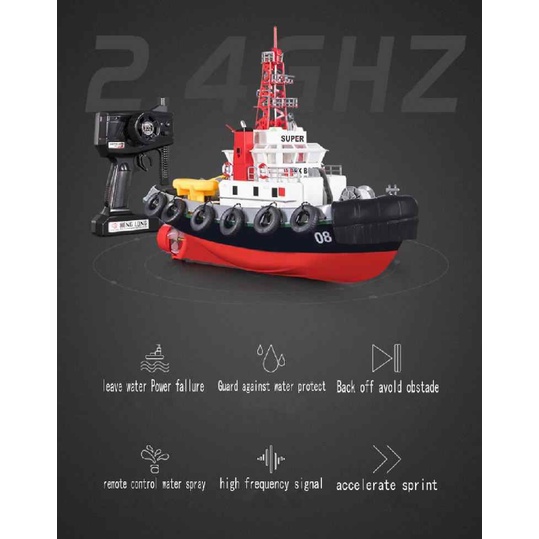 Mô hình tàu đầu kéo cứu hộ Heng Long 3810 điều khiển từ xa - Thuyền, cano cứu hộ 3810 phiên bản sóng 24MHz henglong3810