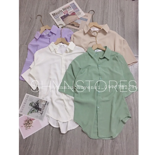 Áo sơ mi nữ Shynstores , áo sơ mi vintage cổ trụ tay lỡ đuôi tôm vải đũi mềm mịn siêu mát có 4 màu