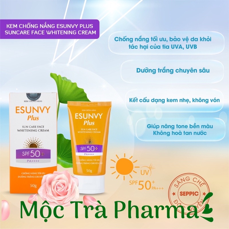 Kem Chống Nắng Esunvy Plus Sun Care Face SPF50+/PA++++ Phù Hợp Cho Da Nhạy Cảm, Bảo Vệ Da Hoàn Hảo Tuýp 50g