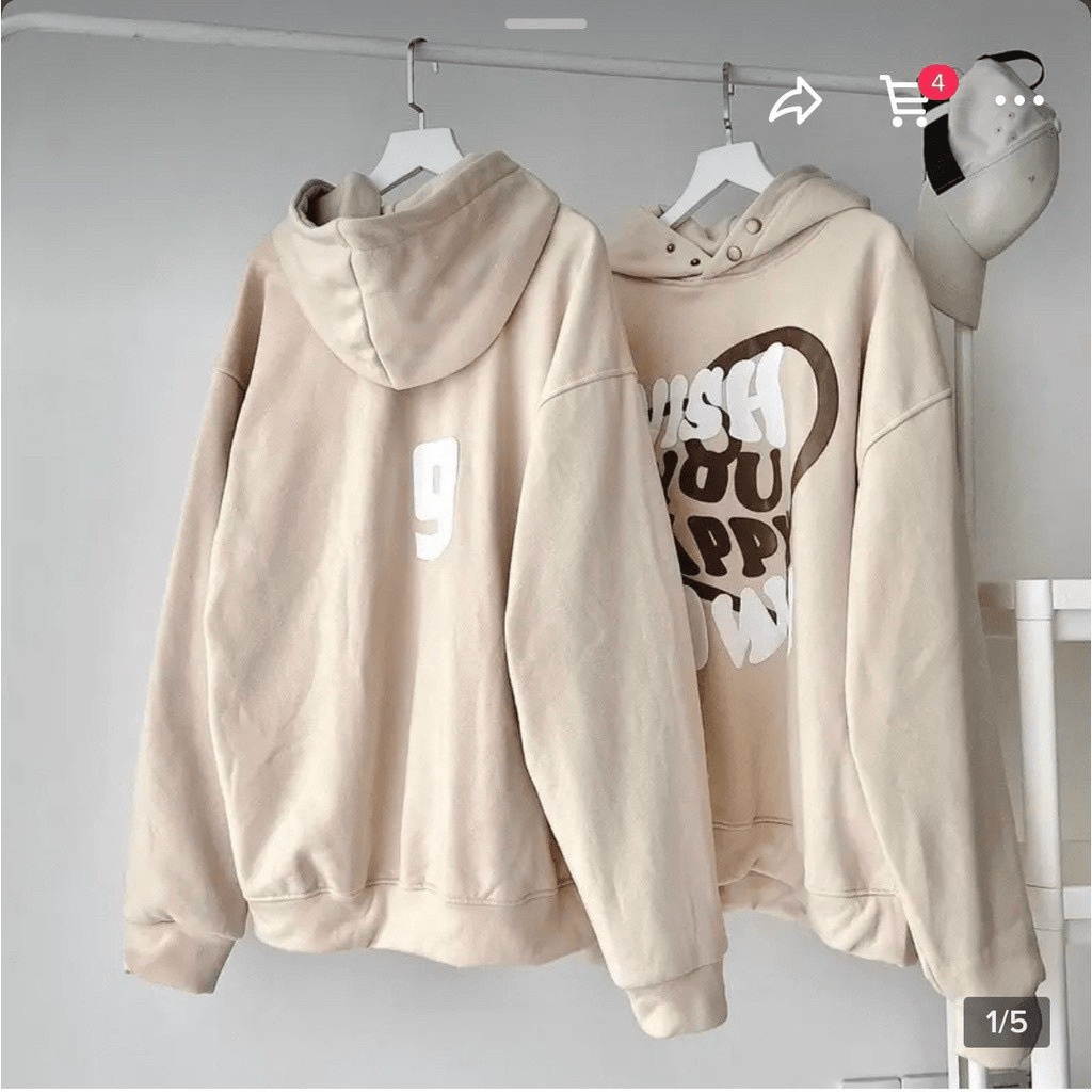 ÁO KHOÁC NỈ HOODIE CHUI ĐẦU NÓN TO WISH YOU HAPPY GỒM 3 MÀU SIÊU HOT