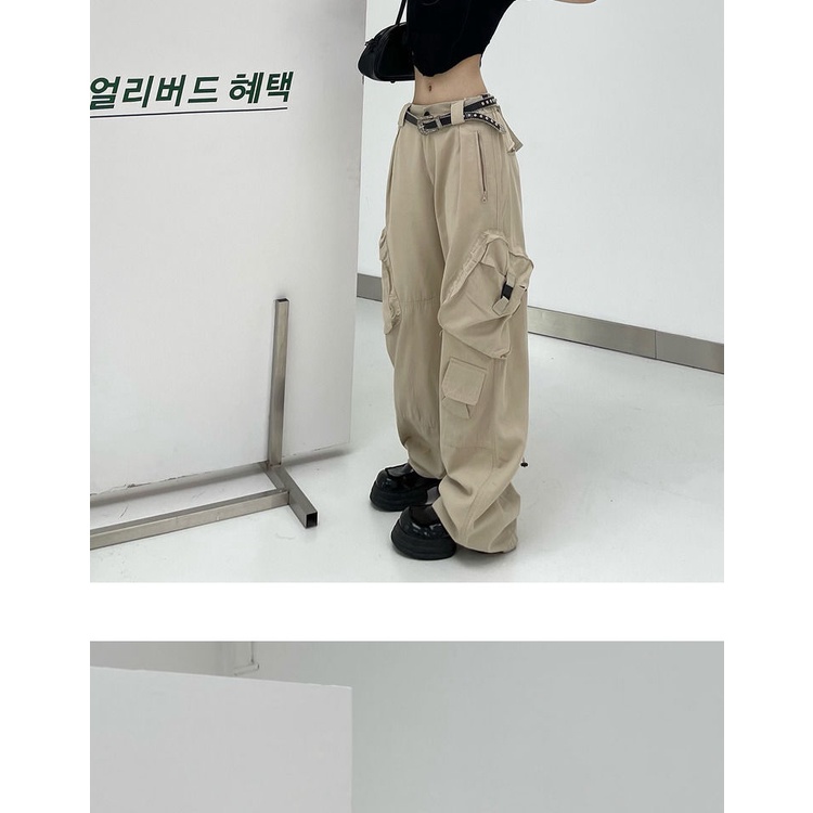 Quần Yếm Cotton Dáng Suông Có Túi Lớn Phong Cách Đường Phố Retro Cho Nam Nữ