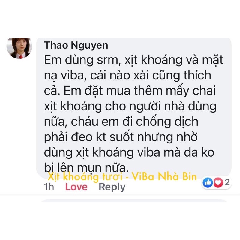 [VIBA] Xịt khoáng tươi nguyên chất 100ml Khoáng Tươi ViBa dưỡng ẩm, bù khoáng, khóa lớp trang điểm, kiềm dầu