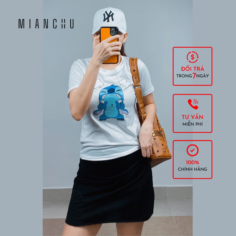 Áo thun nữ in hoạ tiết dễ thương MIANCHU thun lụa sữa co giản thoải mái mã ATTQ01