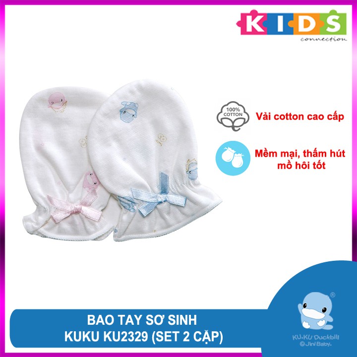 Bao tay mềm mại, vải cotton cao cấp cho bé sơ sinh KUKU KU2329 ( set 2 cặp)
