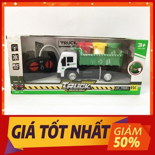 ✅FREESHIP 50K✅ Đồ Chơi Xe Chở Rác Điều Khiển Từ Xa Có 3 Thùng Rác Đi Kèm, Đèn Pha Sáng, Di Chuyển Vượt Địa Hình Cao Cấp