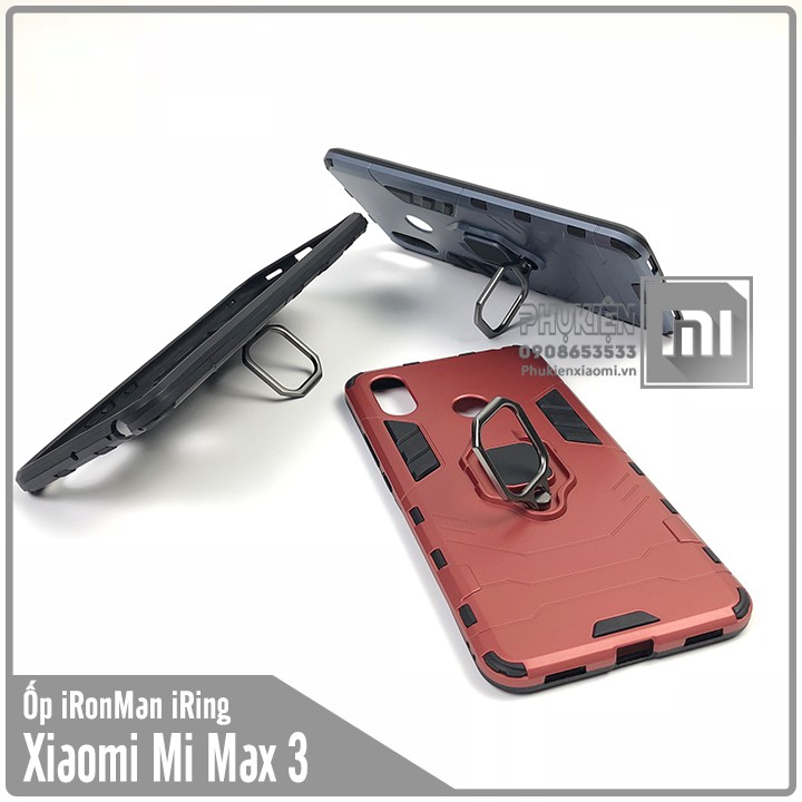 Ốp lưng Xiaomi Mi Max 3 iRON - MAN IRING Nhựa PC cứng viền dẻo chống sốc