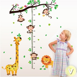Decal dán tường Thước đo chiều cao khỉ con
