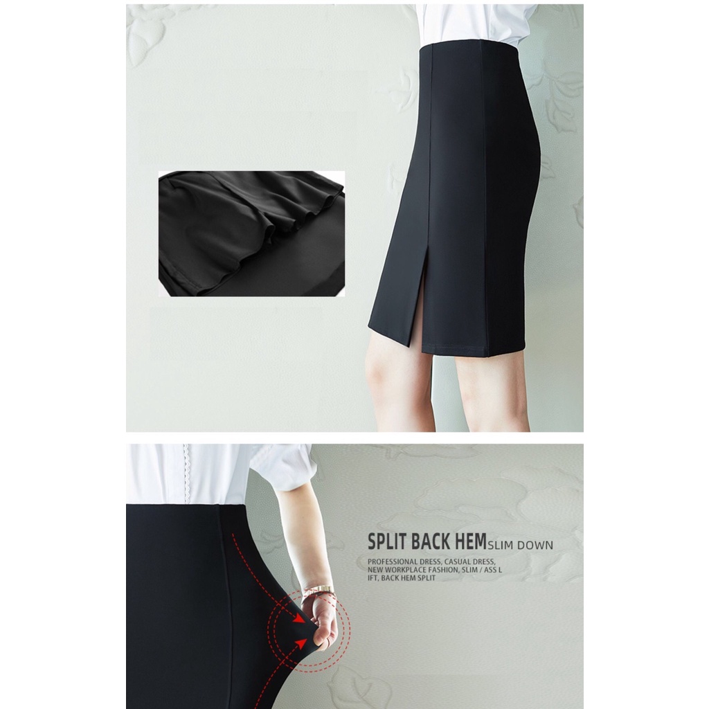 Chân váy công sở nữ lưng cao xẻ trước Chân váy bút chì cạp cao dáng ôm vải umi cao cấp co giãn 4 chiều mặc sơ mi đi làm
