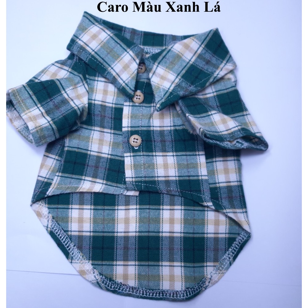 ÁO SƠ MI CHO THÚ CƯNG CHÓ MÈO In caro Thêu số 96 Chất liệu cotton mềm mại thoáng mát - Pet shop Uytinpro