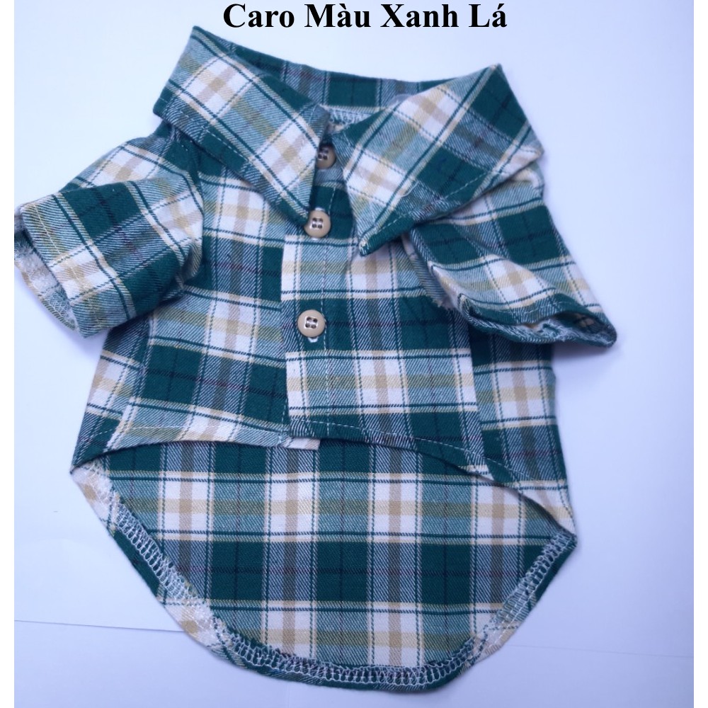 ÁO SƠ MI CHO THÚ CƯNG CHÓ MÈO In caro Thêu số 96 Chất liệu cotton mềm mại thoáng mát