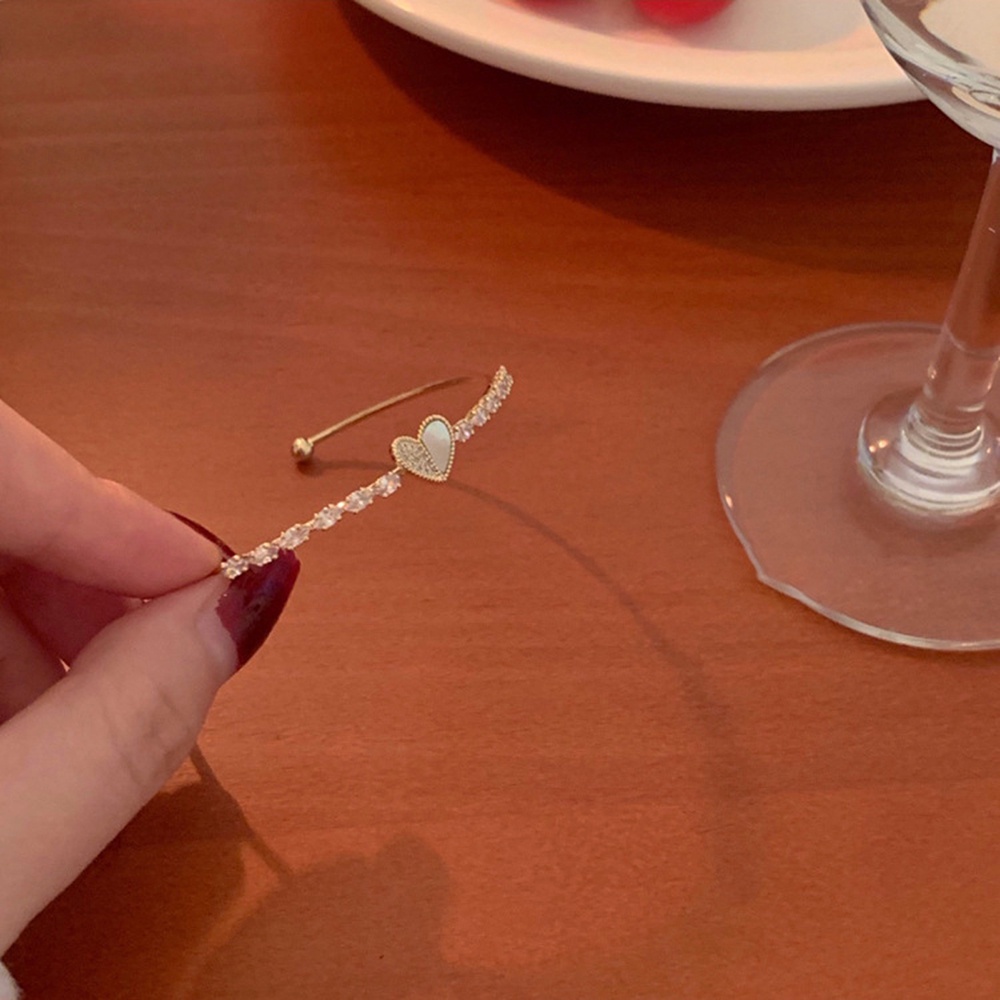 Vòng Tay Hình Trái Tim Đính Đá Kim Cương Sang Trọng Kích Thước Mở Thiết Kế Đơn Giản Thời Trang Cho Nữ