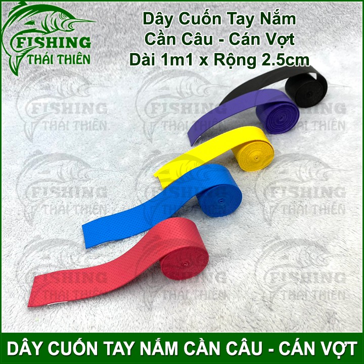 Dây Cuốn Cán Cần Câu, Cán Vợt Cầu Lông Tennis 1m1 2.5cm Dai Mềm Mượt Độ Ma Sát Cao