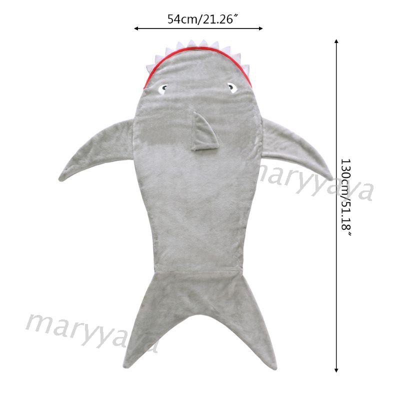 Mary☆ 3D Cartoon Shark Tail Sofa Beach Blanket Animal Flannel Sleeping Bag for Kids