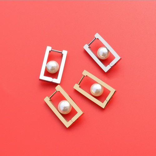 Bông Tai Hình Chữ Nhật Thép Titan Ko Rỉ TT 3603