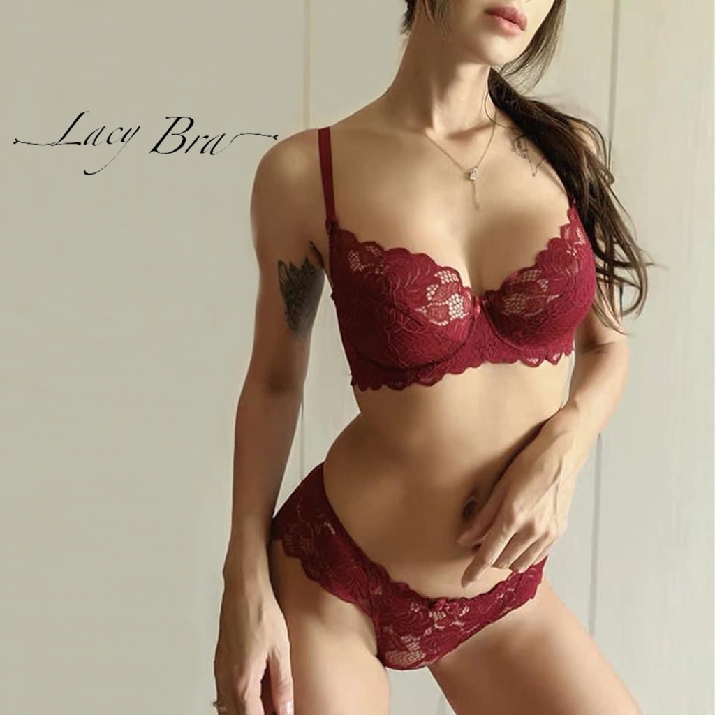 Bộ Đồ Lót Ren Sexy Không Đệm Có Gọng Siêu Gợi Cảm Lacy Bra - B02