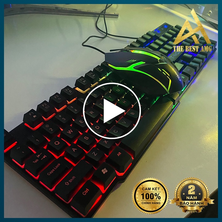 Combo Bàn Phím Chuột Có Dây Gaming Giả Cơ Led Rgb T-WOLF TF200 Keycap Xuyên Led Máy Tính Laptop Keyboard Chơi Game