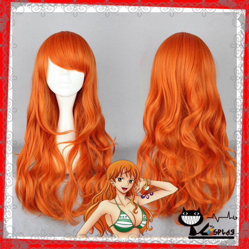 [sẵn] Wig/tóc giả Nami - One Piece màu cam đất (cơ bản nữ xoăn 80cm) tại MIU SHOP 09