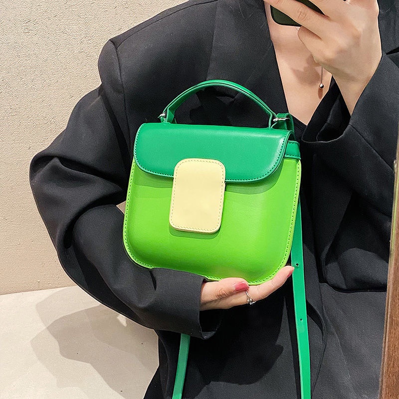 Túi Xách Đeo Vai Hình Vuông Cỡ Nhỏ Màu Sắc Tương Phản Thời Trang Cao Cấp Cho Nữ
