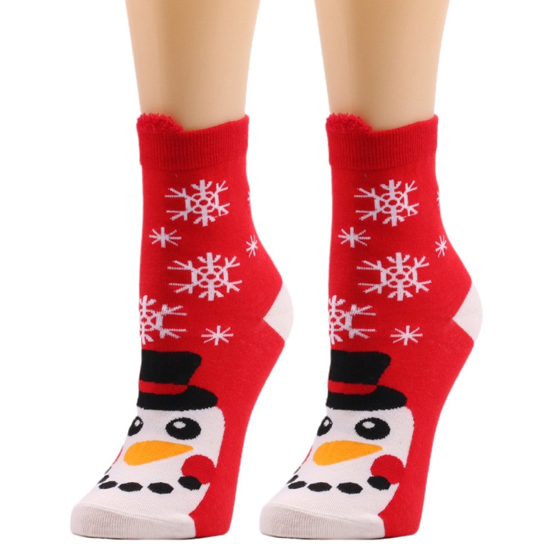Vớ cotton dệt kim mềm co giãn họa tiết giáng sinh dễ thương cho nữ tùy chọn màu sắc