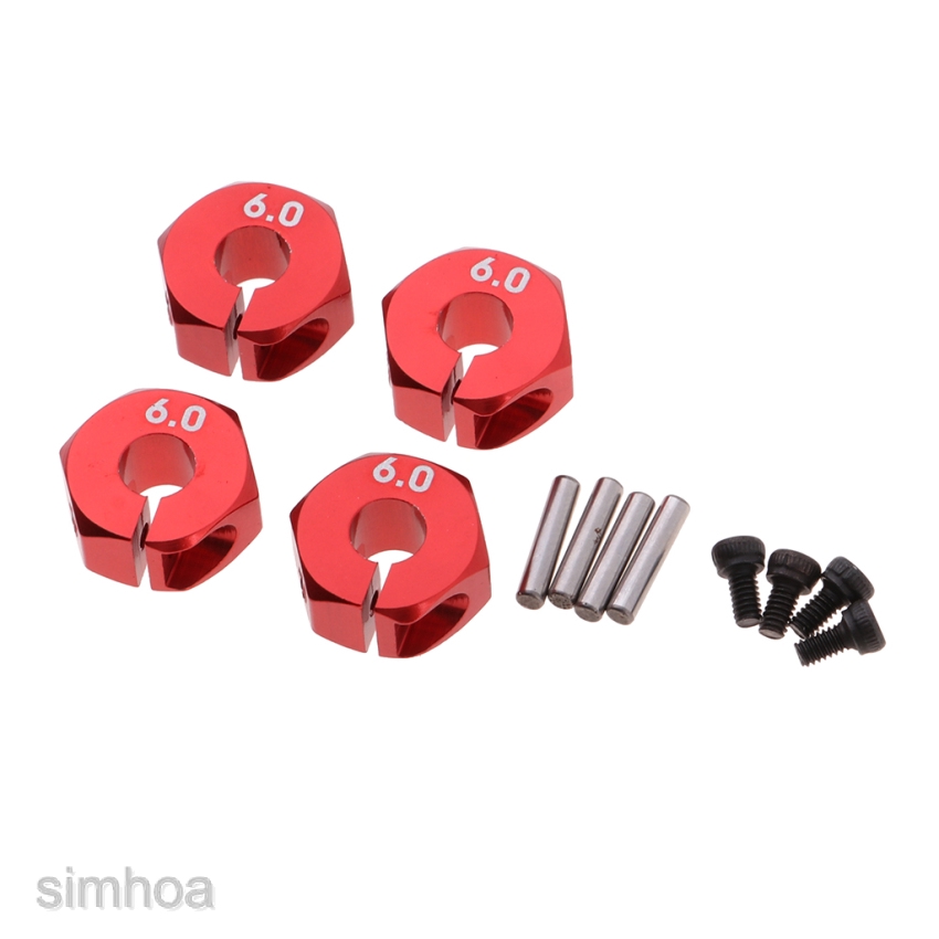 4pcs Wheel Hex Mount 12mm Hex Hub Red for 1:10 Scale RC Car Upgrade Parts