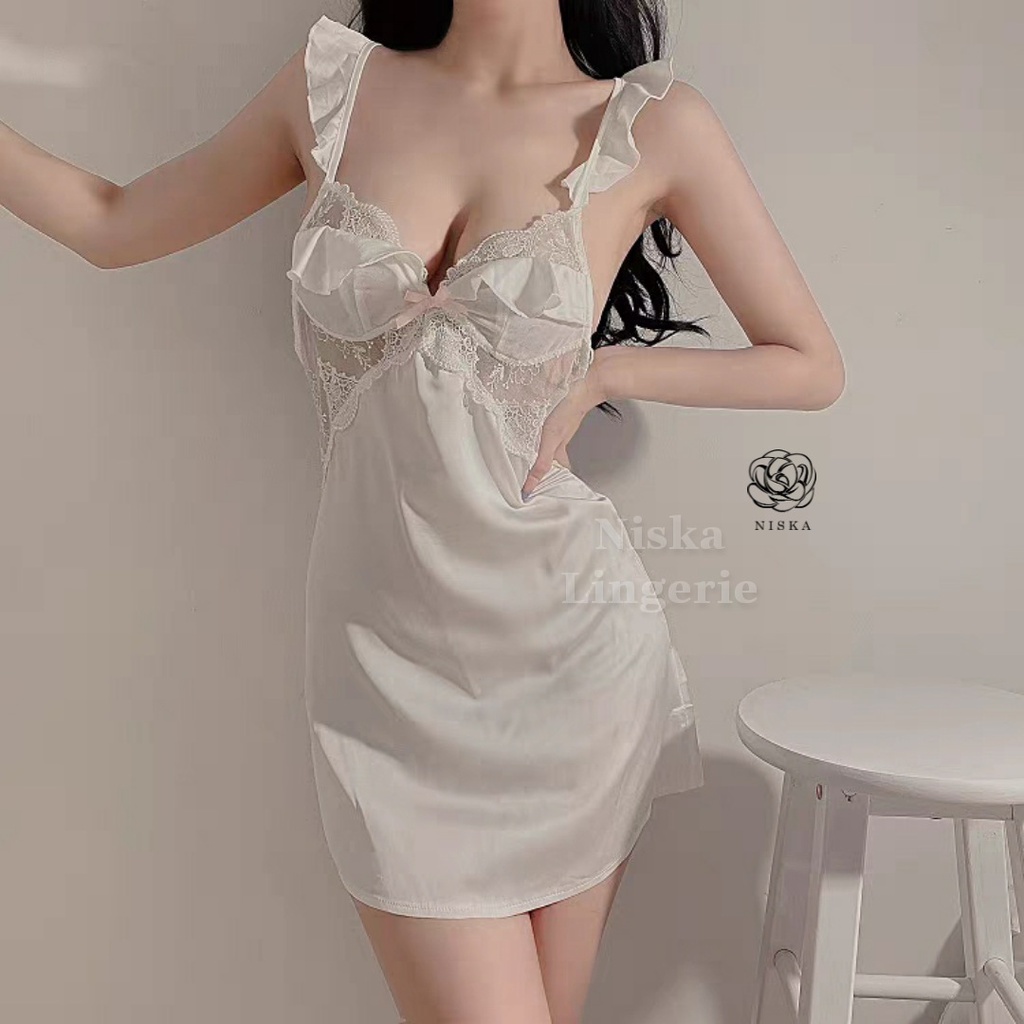 Đầm ngủ satin cánh tiên (2 phiên bản màu) - Mã D249
