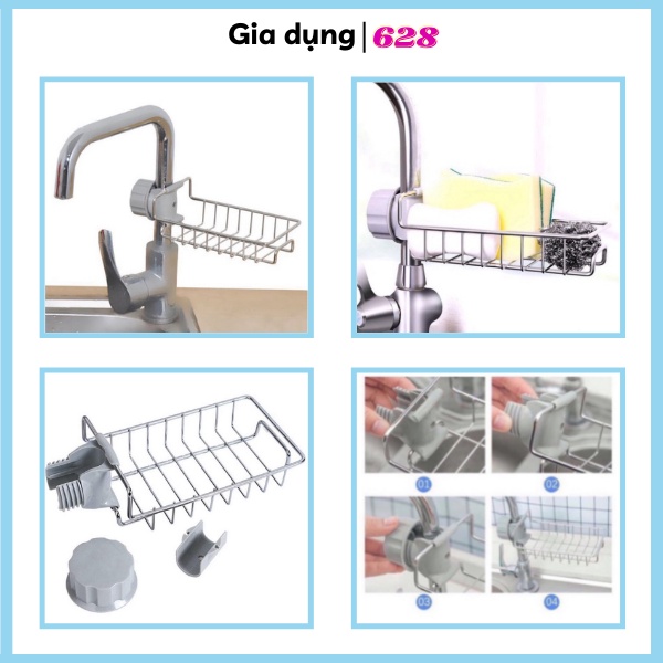 Giá Treo Vòi Đựng Đồ INOX Để Đồ Giẻ Rửa Chén Bát