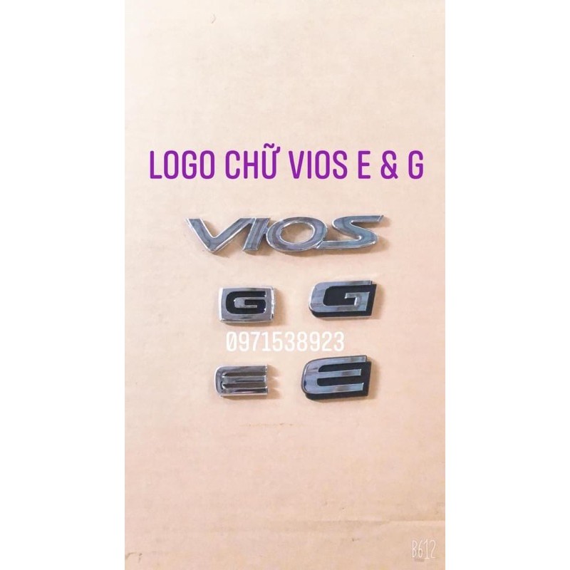 Chữ nổi VIOS E G dán đuôi xe