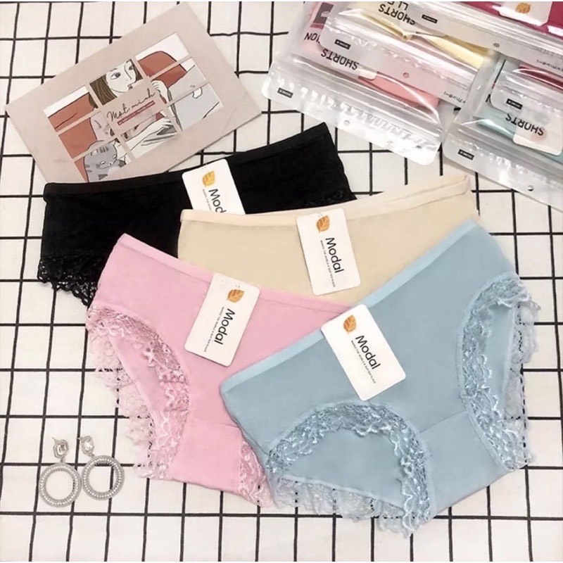 Quần lót nữ cotton phối ren tinh tế. Quần lót nữ giá rẻ có size 40-65kg