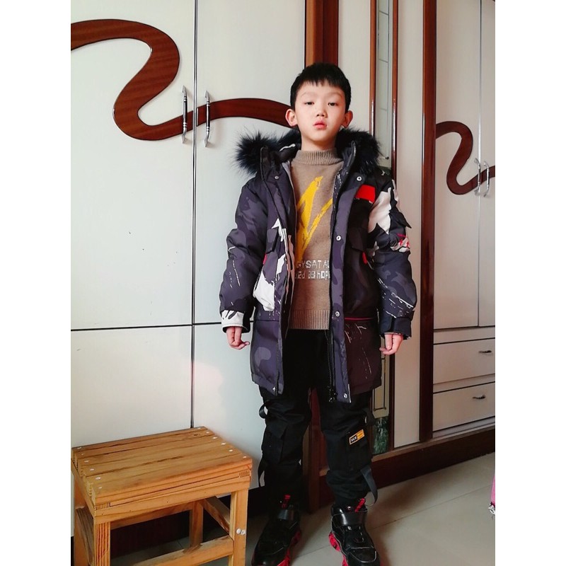 Áo Khoác Phao rằn ri Bé Trai 17-55kg Phong Cách Hàn Quốc