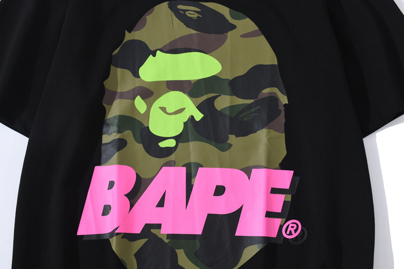 Áo Thun BATHING APE Tay Ngắn Cổ Tròn In Họa Tiết Rằn Ri Cá Tính Cho Nam Và Nữ