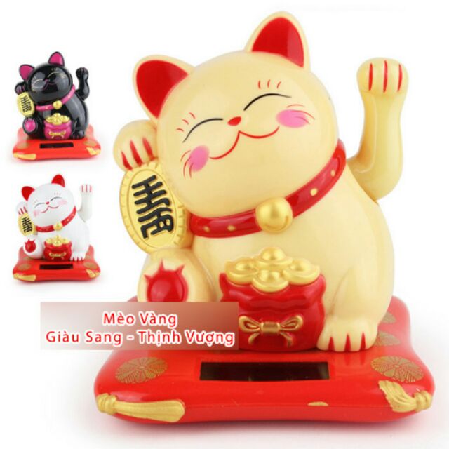 Mèo may mắn thần tài vẫy tay năng lượng mặt trời (Vàng)