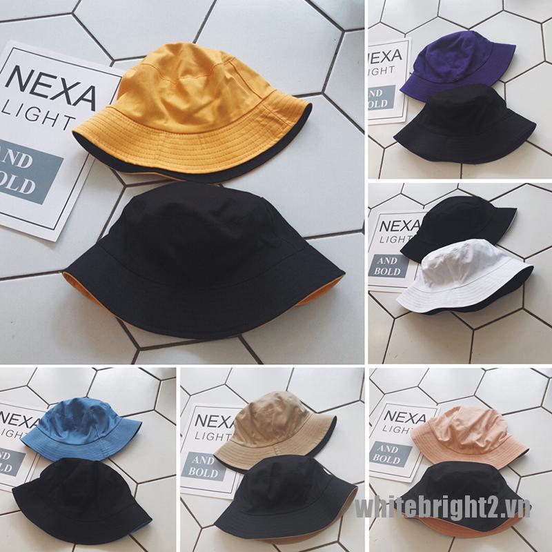 <white2> Cotton Men Women Bucket Hat Fishing Fisher Beach Sun Cap