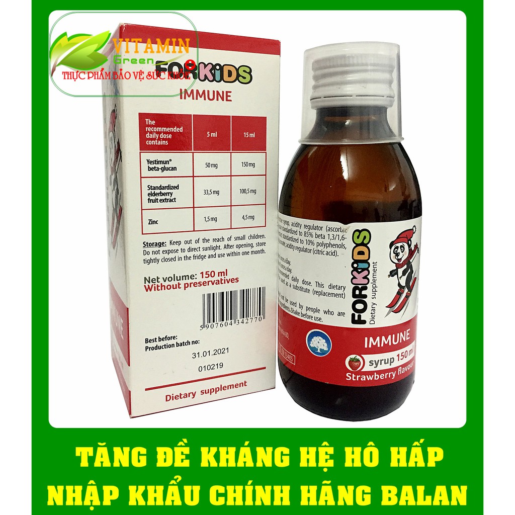 FORKIDS IMMUNE TĂNG ĐỀ KHÁNG CHO BÉ 150ml | NHẬP KHẨU CHÍNH HÃNG BALAN