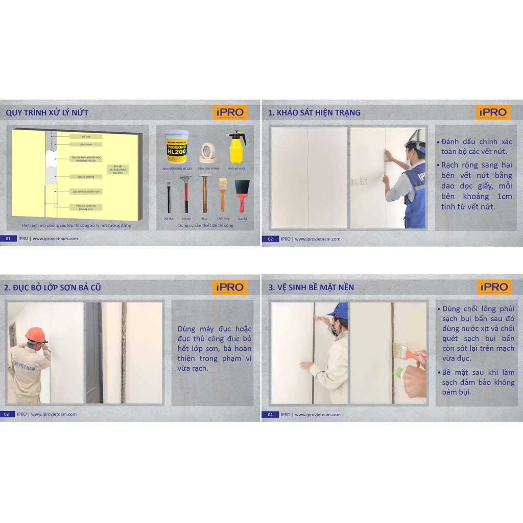 Keo xử lý nứt tường, trám vá tường PROBOND-HL200