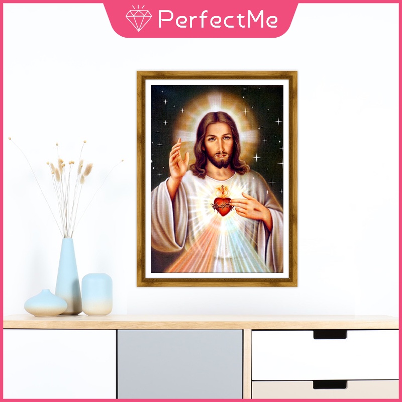 Bộ tranh đính đá DIY kích thước 30x40cm hình chúa Jesus dùng để trang trí nhà