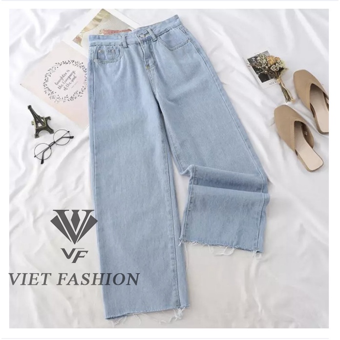 Quần Jean Nữ Lưng Cao Chất Liệu Đẹp PIPI FASHION Jean Ống Rộng. - ÁO THUN TRƠN