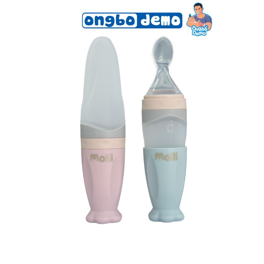 Bình thìa Molli dung tích 90ml hỗ trợ bé tập ăn dặm, uống sữa, tập ăn bột dễ dàng - Ongbodemo