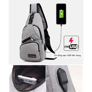 Túi đeo chéo nam phong cách Hàn Quốc chống nước, có cổng USB xạc tiện dụng – sản phẩm bảo hành 3 tháng.
