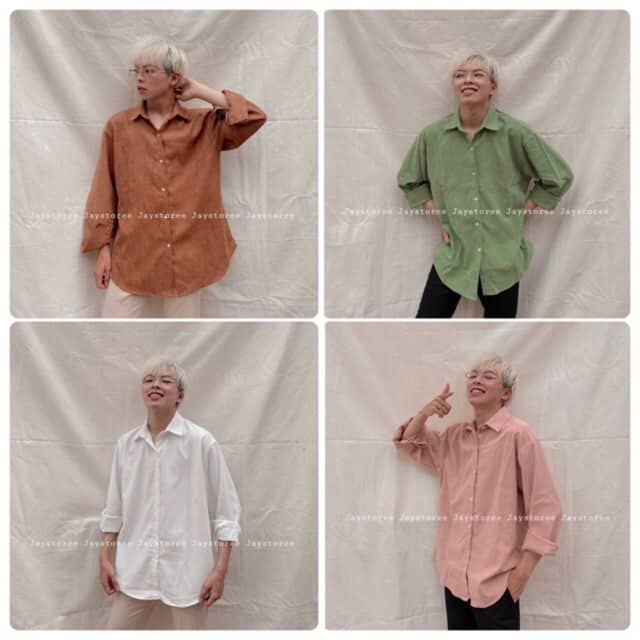 Sơmi Nhung Kupi form rộng/Nam Nữ Unisex ❤️TRẮNG/ĐEN/HỒNG/XANH ❤️