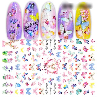 Decal hoa,  bướm 3d trang trí móng