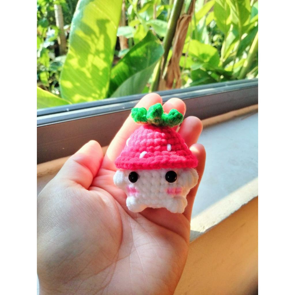 Móc khóa bé Nấm bằng len cute ❤️🍄🐻🍓🥕🍆🐰