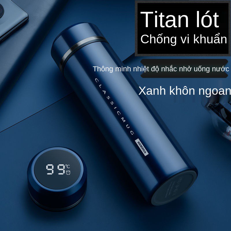 Bình chân không thông minh Bemega tinh khiết bằng titan của Anh, đôi- cốc lớp, uống nước cao cấp dành cho nam Tách t