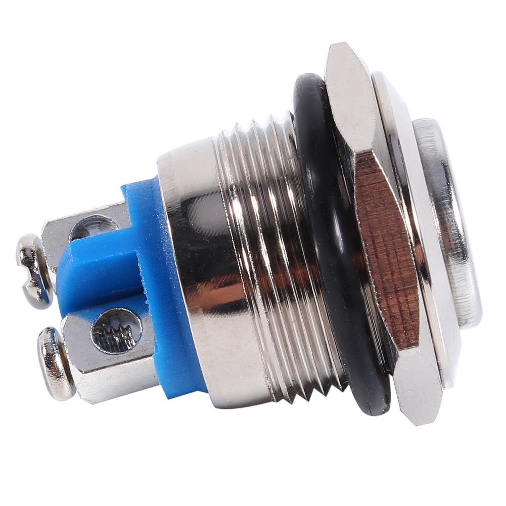 Skej YOSOO 12V 16mm Nút kim loại tạm thời chống nước cho ô tô Công tắc còi Bạc - quốc tế